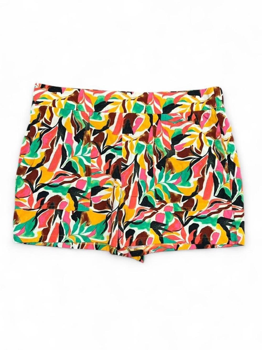 Nine West Tropical Colorful Leaf Print Pull on Shorts Size Large